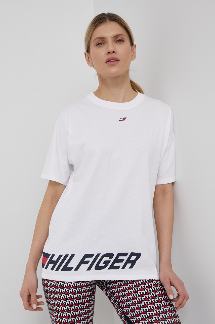 

Памучна тениска Tommy Hilfiger в бяло, Бял