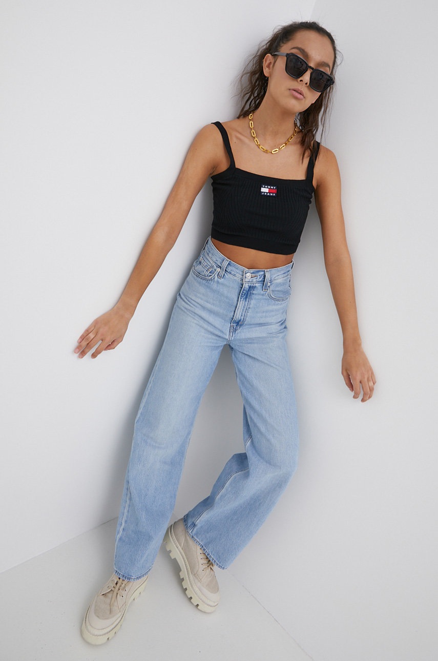 

Топ Tommy Jeans жіночий колір чорний
