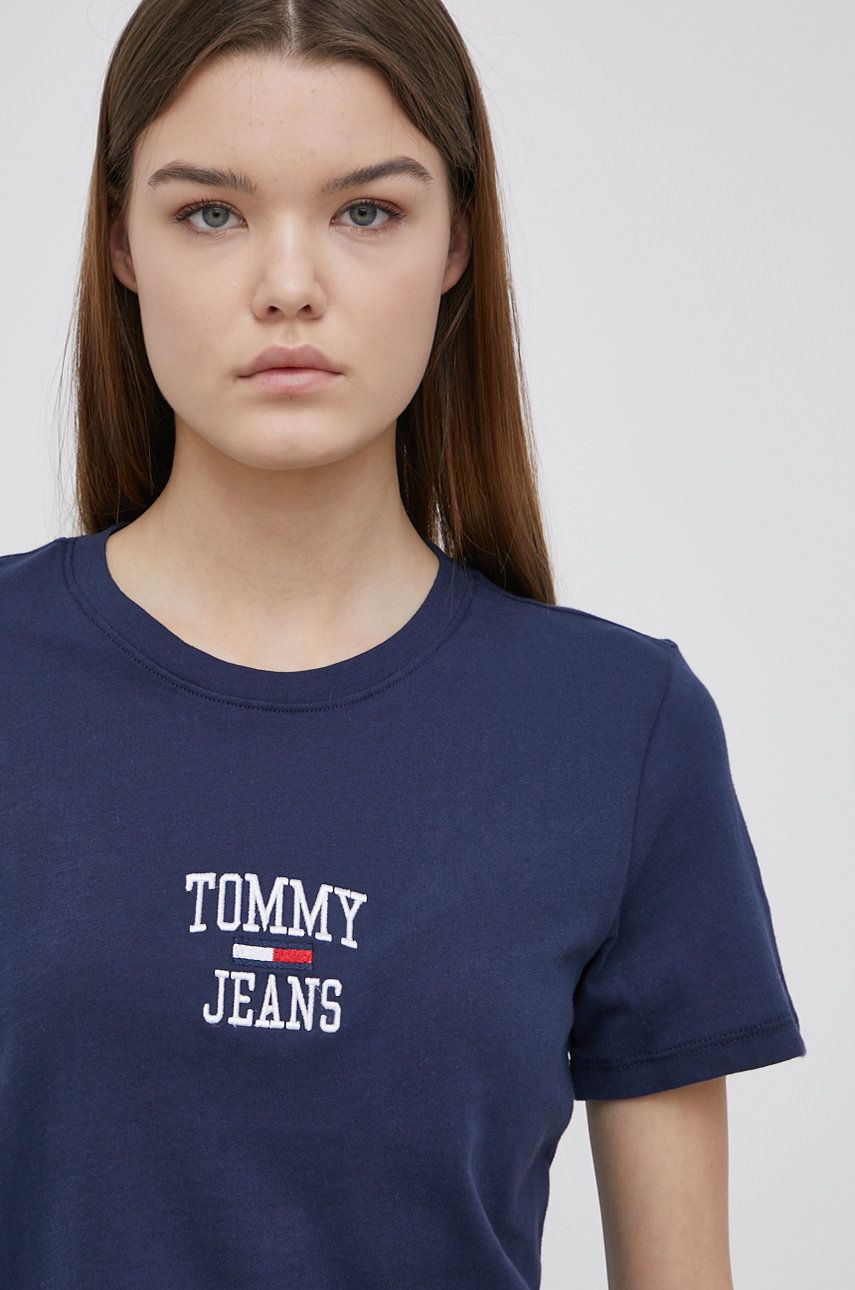 Tommy Jeans tricou din bumbac culoarea albastru marin