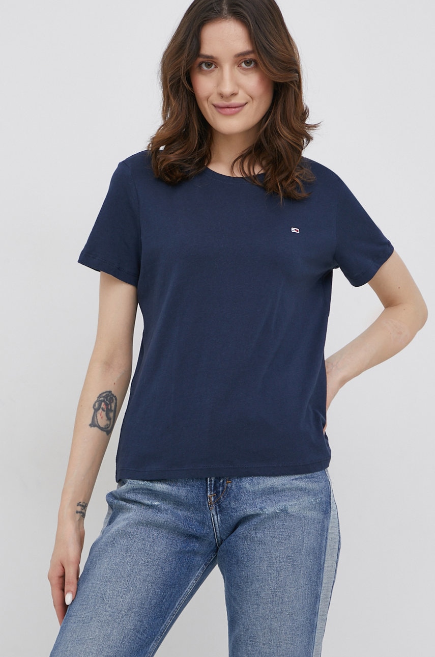 Tommy Jeans tricou din bumbac culoarea alb