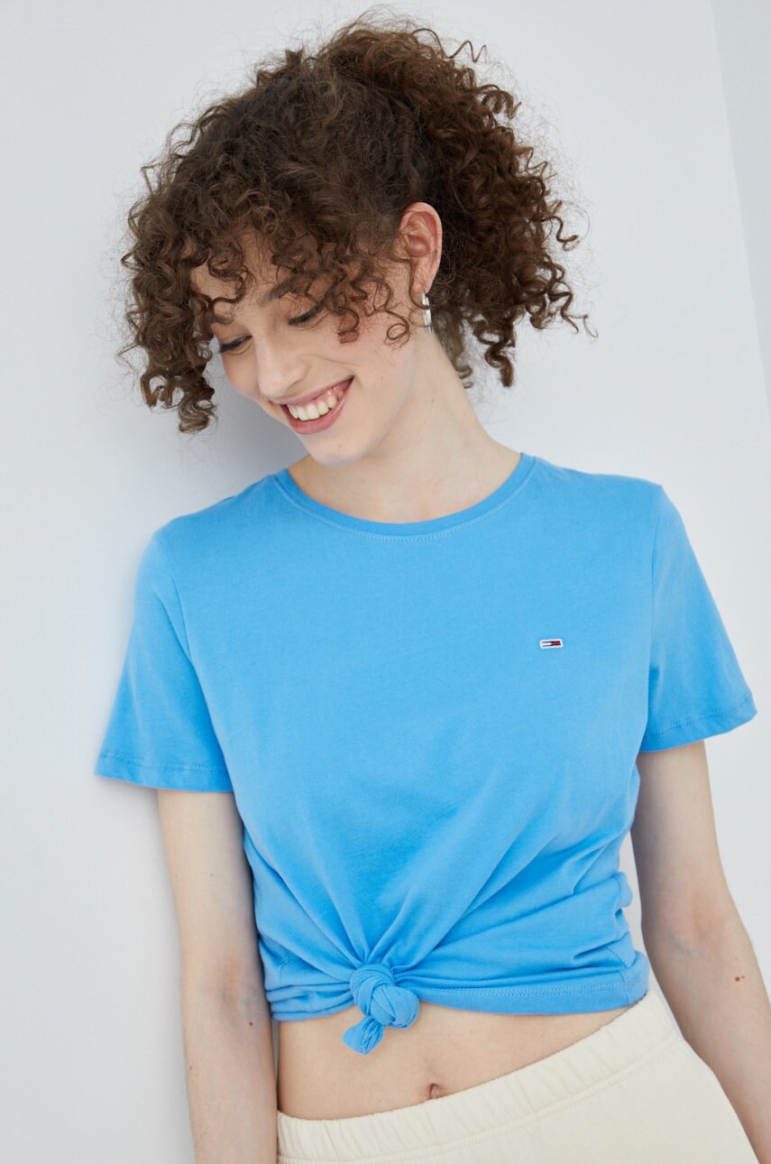 

Памучна тениска Tommy Jeans, Син