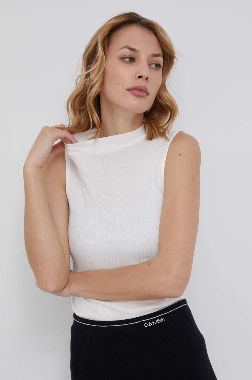 Calvin Klein Top damski kolor biały z półgolfem
