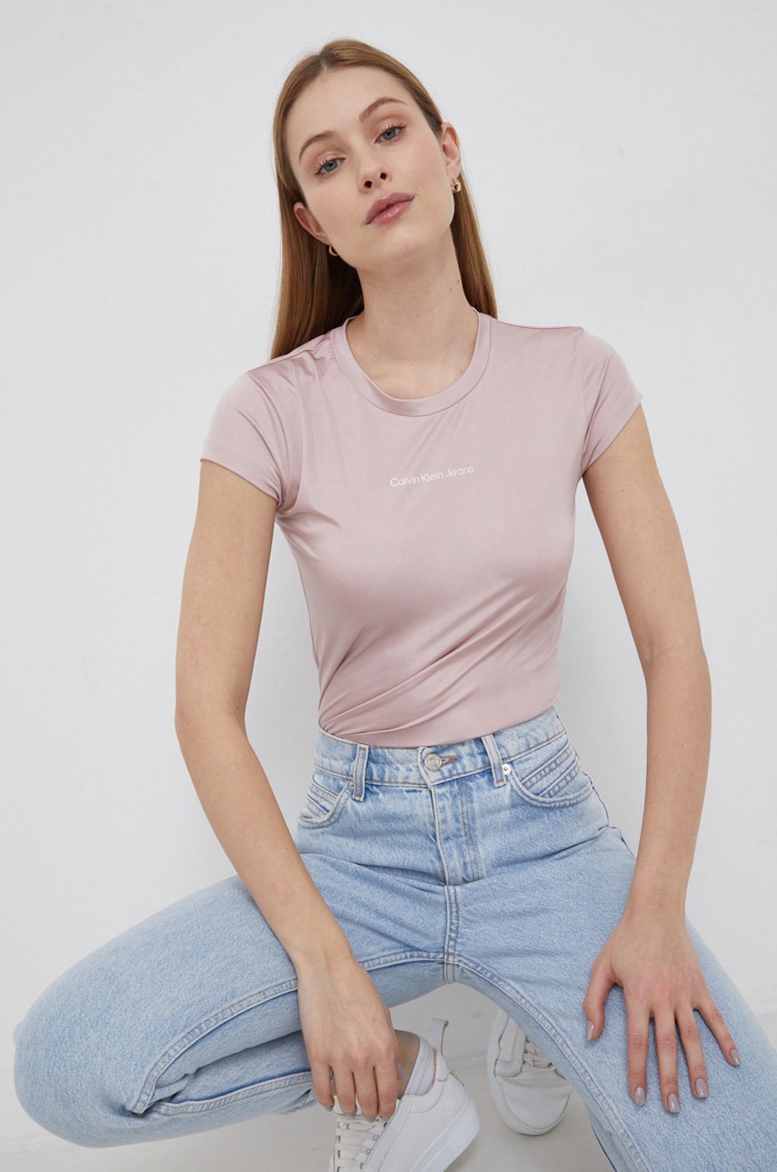 

Тениска Calvin Klein Jeans дамска в розово, Розов