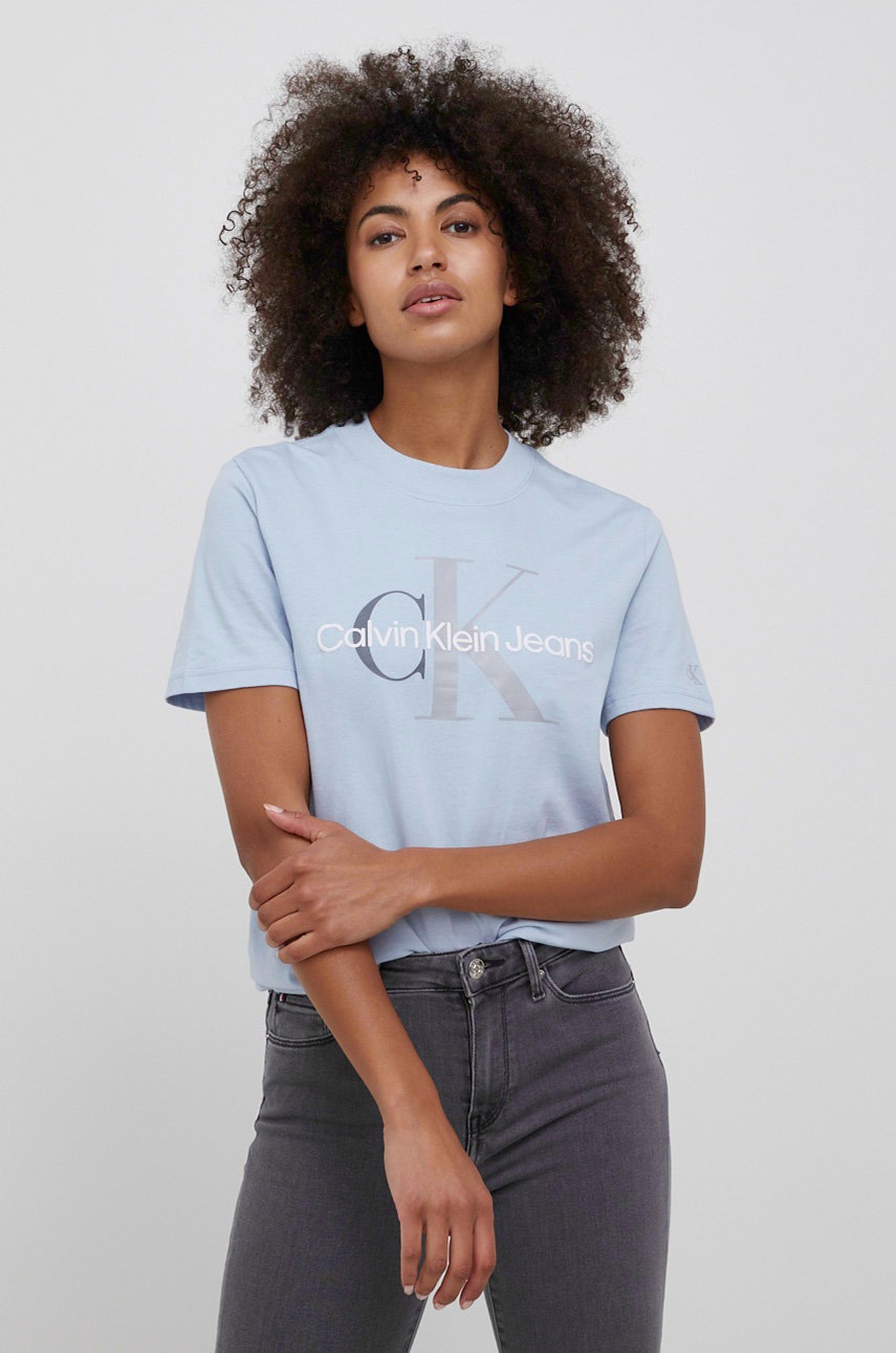 

Памучна тениска Calvin Klein Jeans, Син
