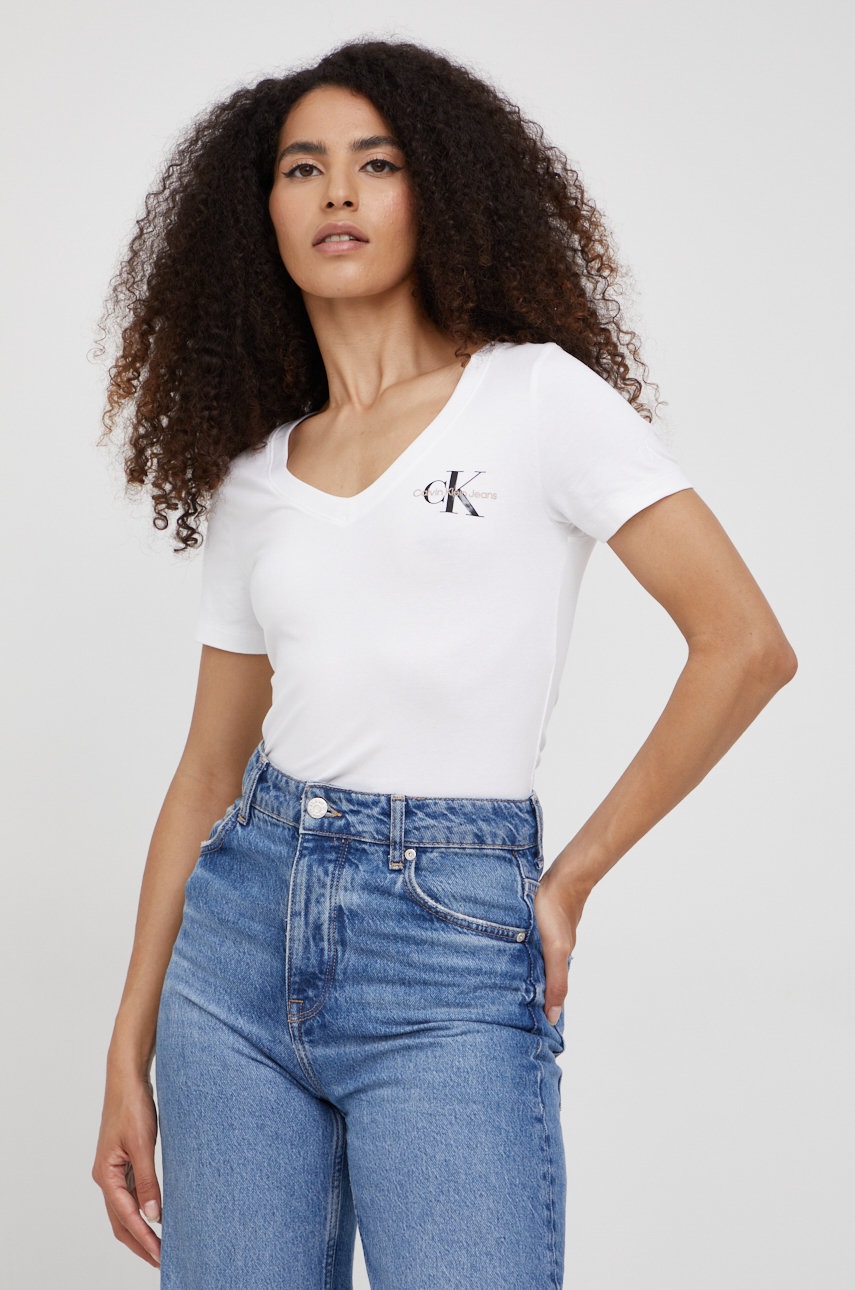 

Тениска Calvin Klein Jeans в бяло, Бял