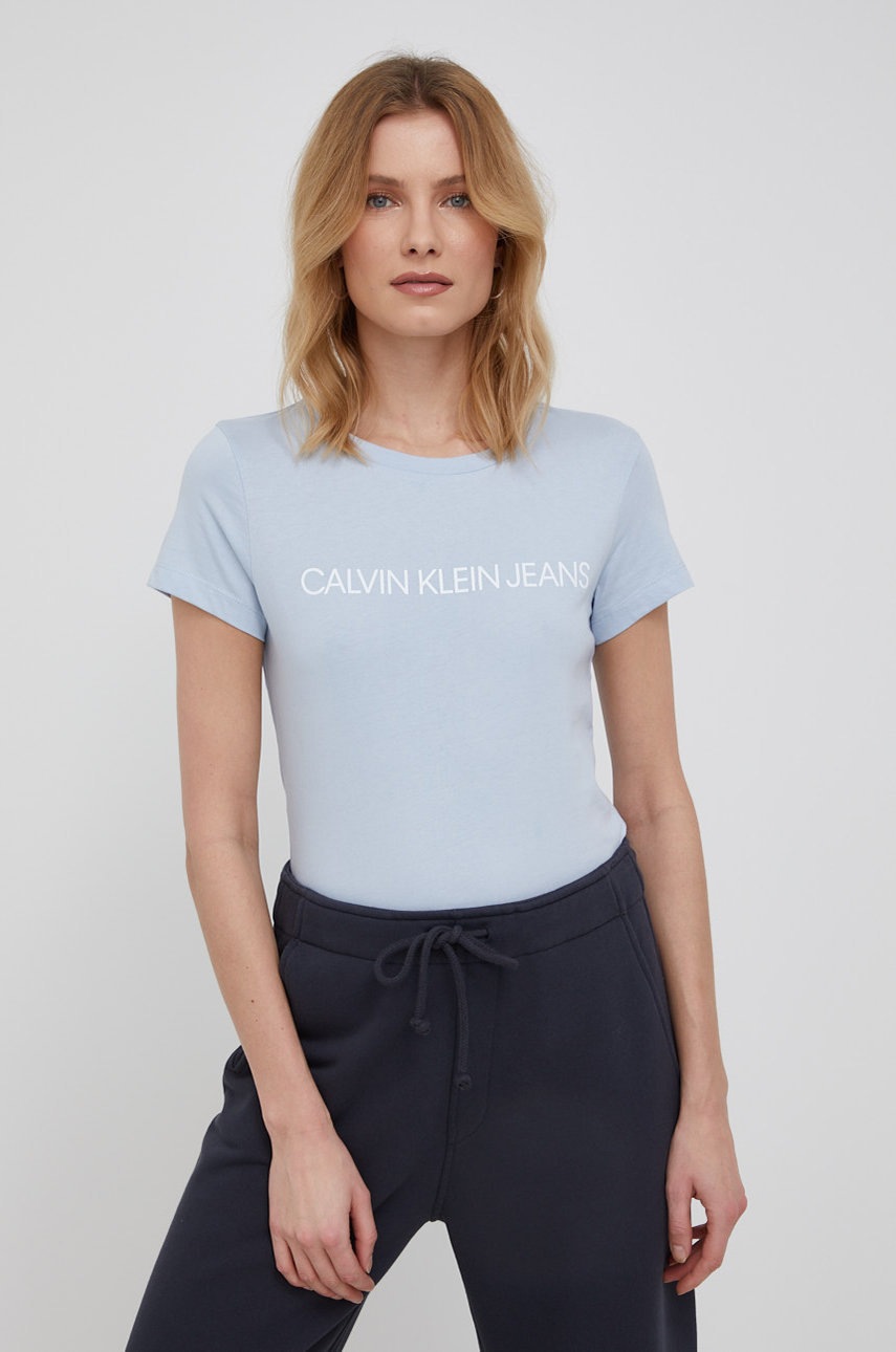 

Памучна тениска Calvin Klein Jeans, Син