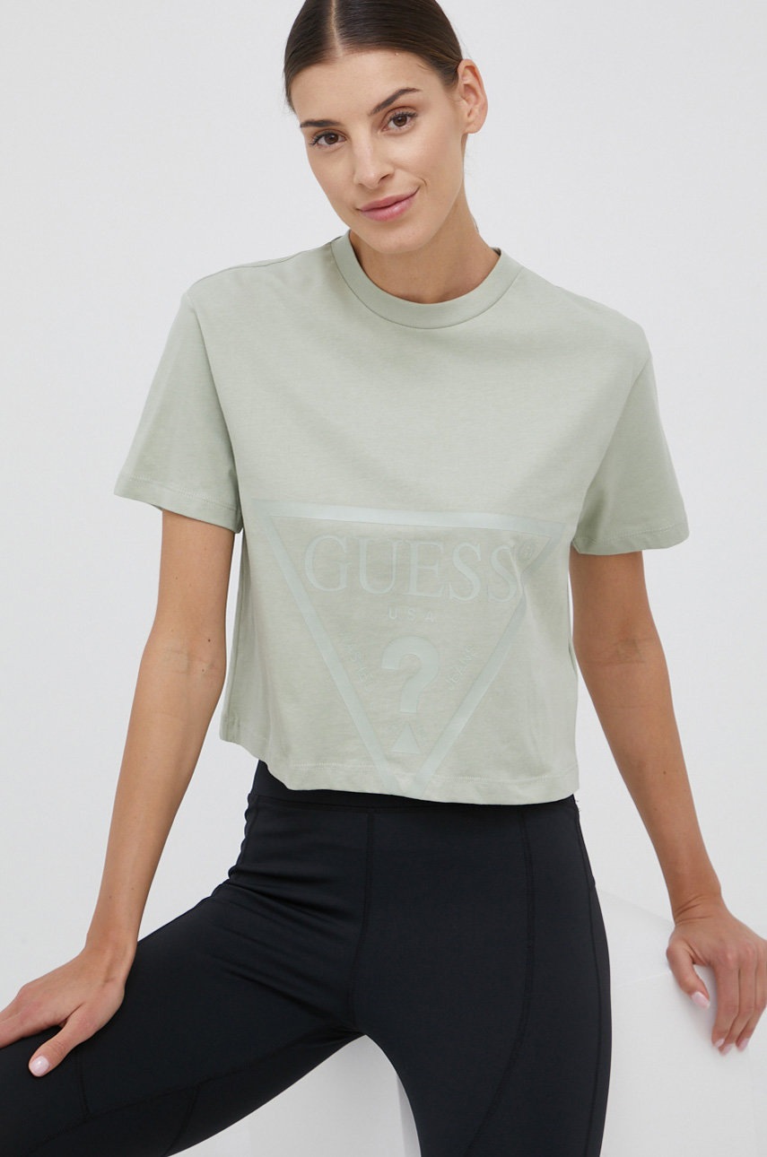 

Бавовняна футболка Guess колір зелений