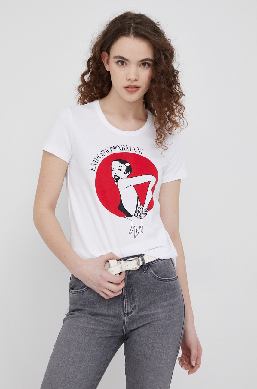 

Тениска Emporio Armani дамски в бяло, Бял