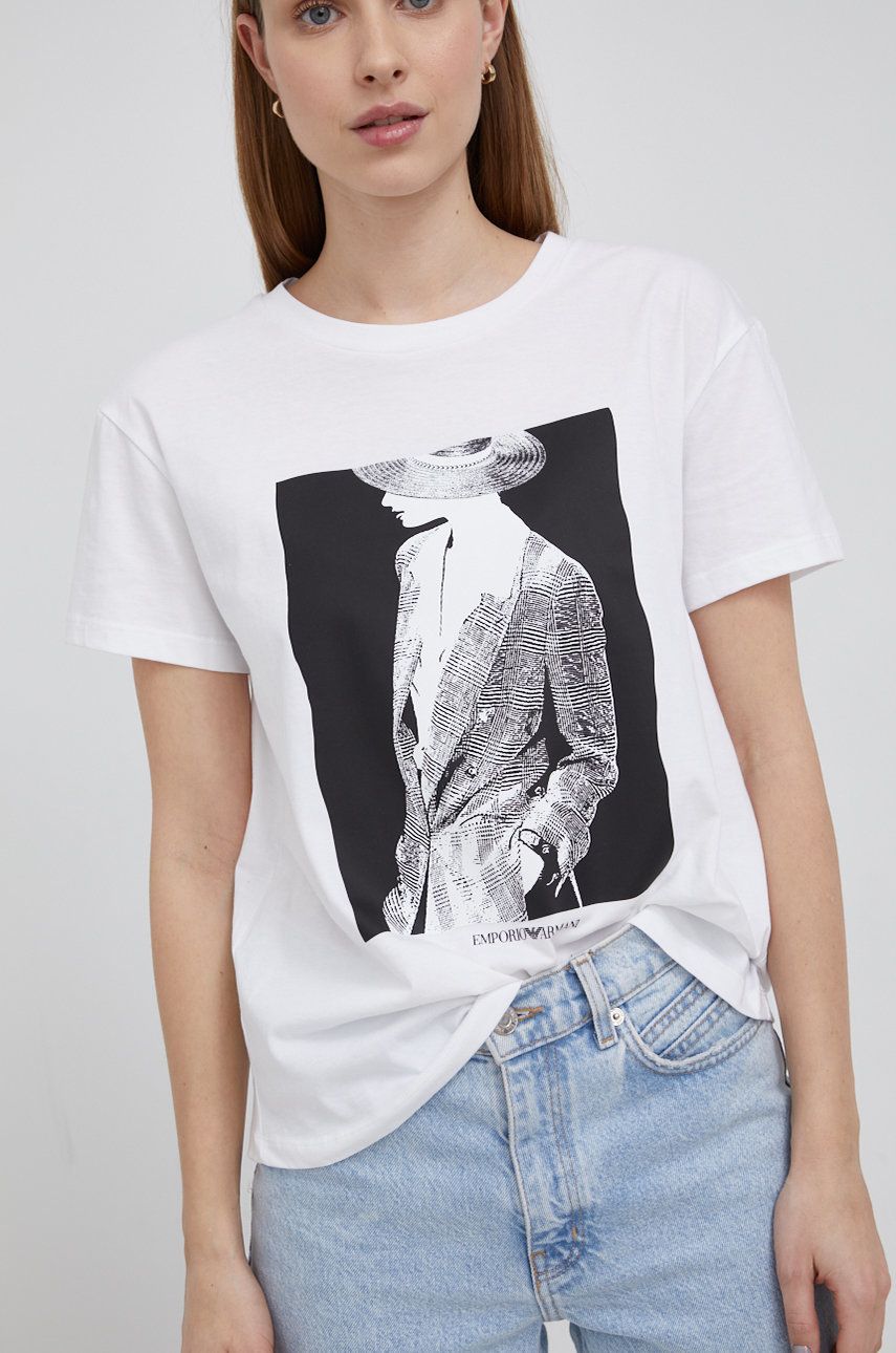 Emporio Armani T-shirt bawełniany kolor biały