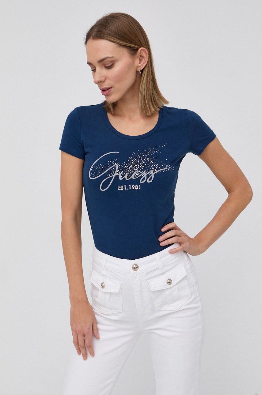 

Тениска Guess в тъмносиньо, Тъмносин