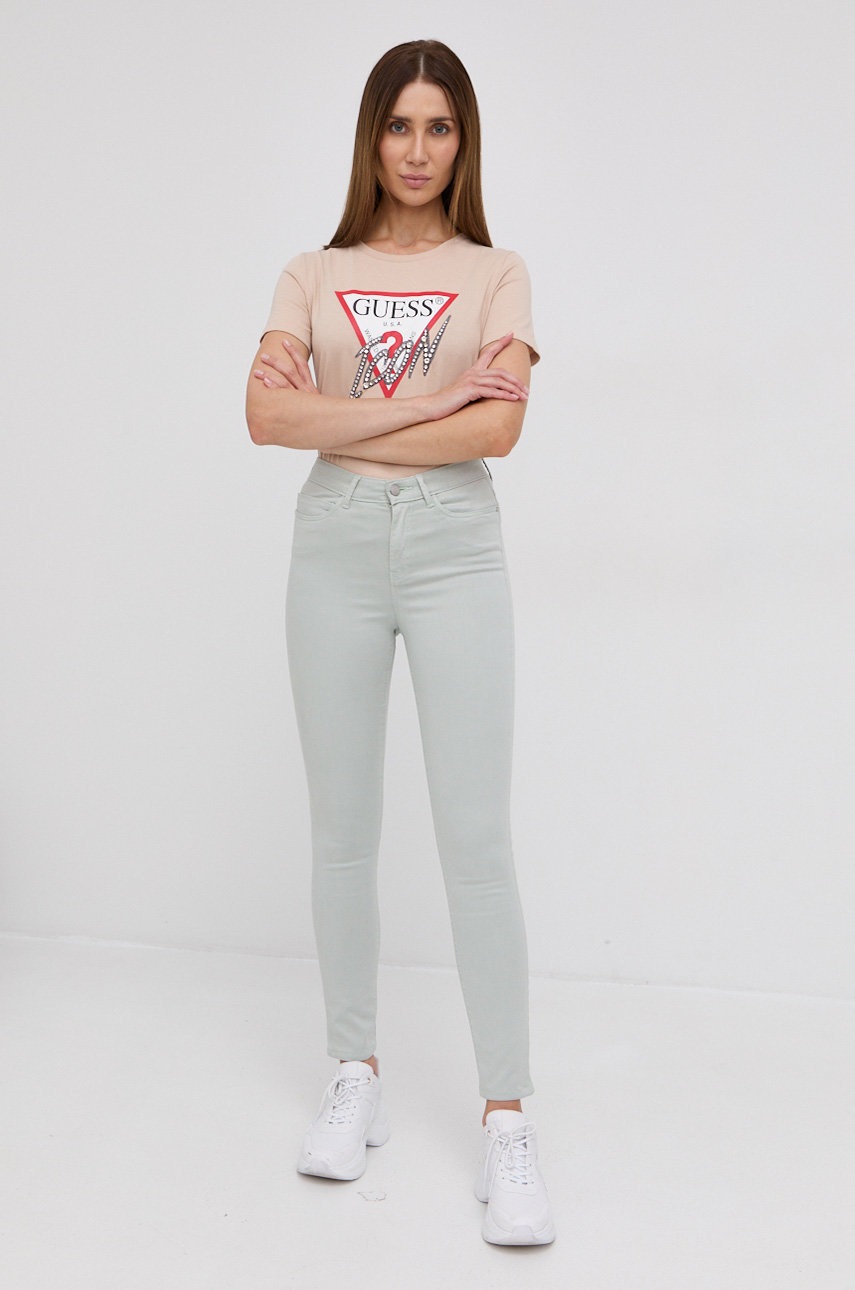 

Хлопковая футболка Guess цвет жёлтый