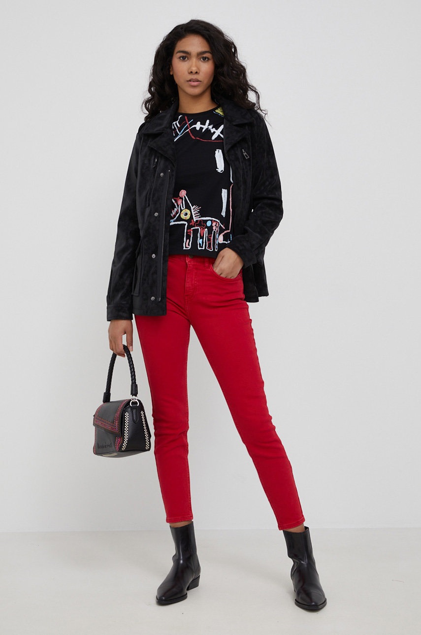 

Хлопковая футболка Desigual цвет чёрный