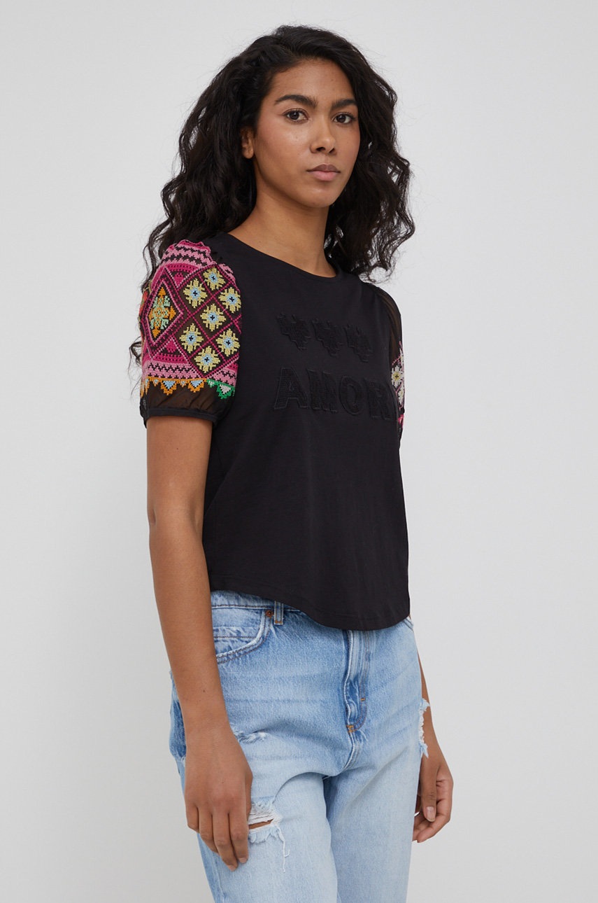

Тениска Desigual дамска в черно, Черен