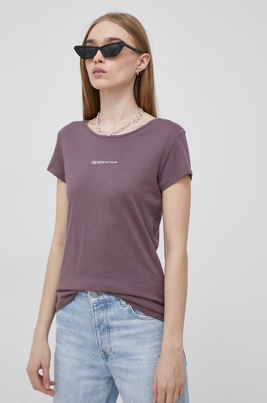 

Памучна тениска Tom Tailor в розово, Розов