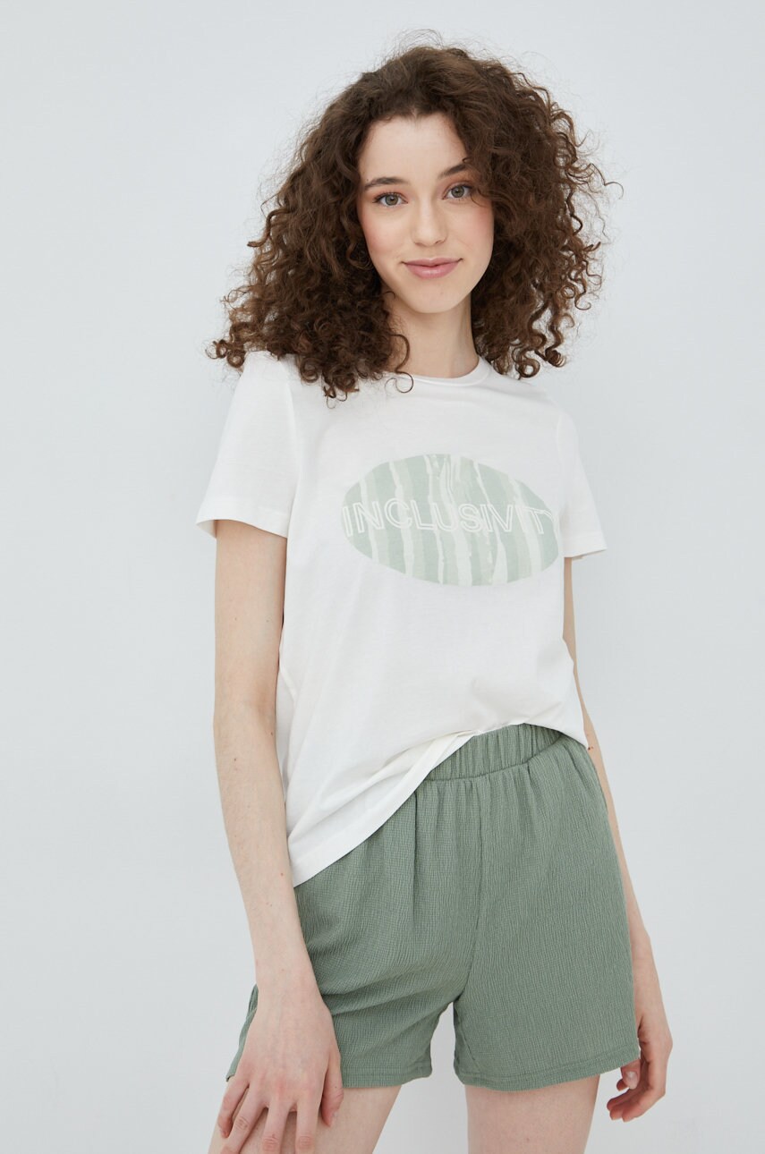 

Памучна тениска Vero Moda в бежово, Бежов