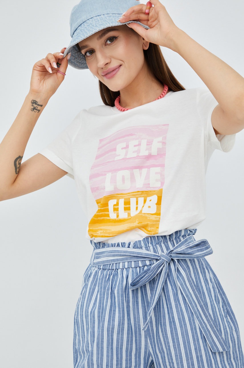 

Памучна тениска Vero Moda в бяло, Бял