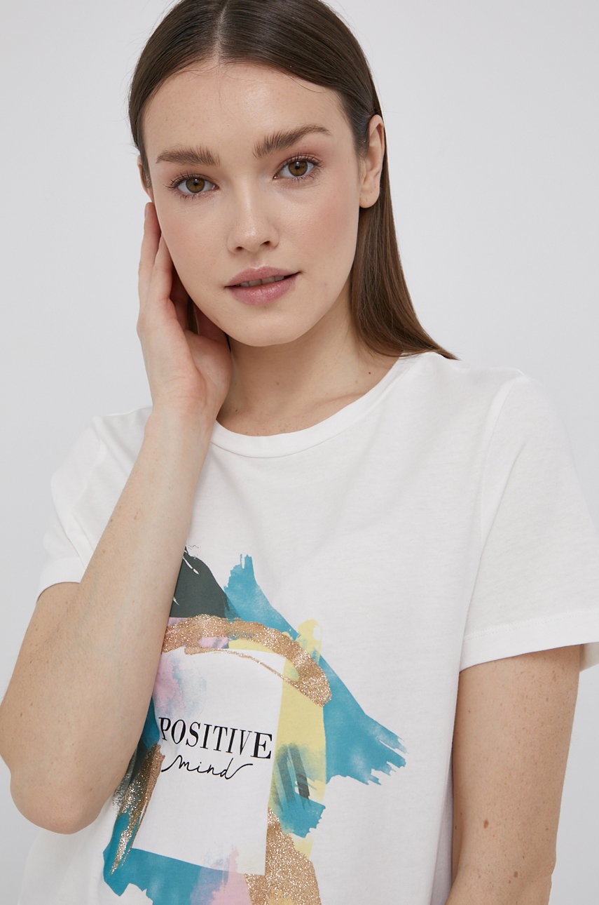 

Памучна тениска Vero Moda в бяло, Бял