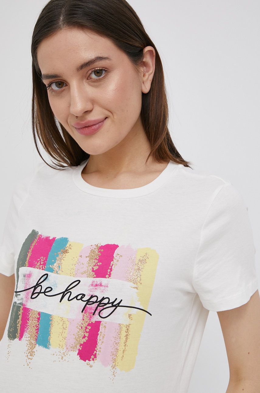 

Памучна тениска Vero Moda в бяло, Бял