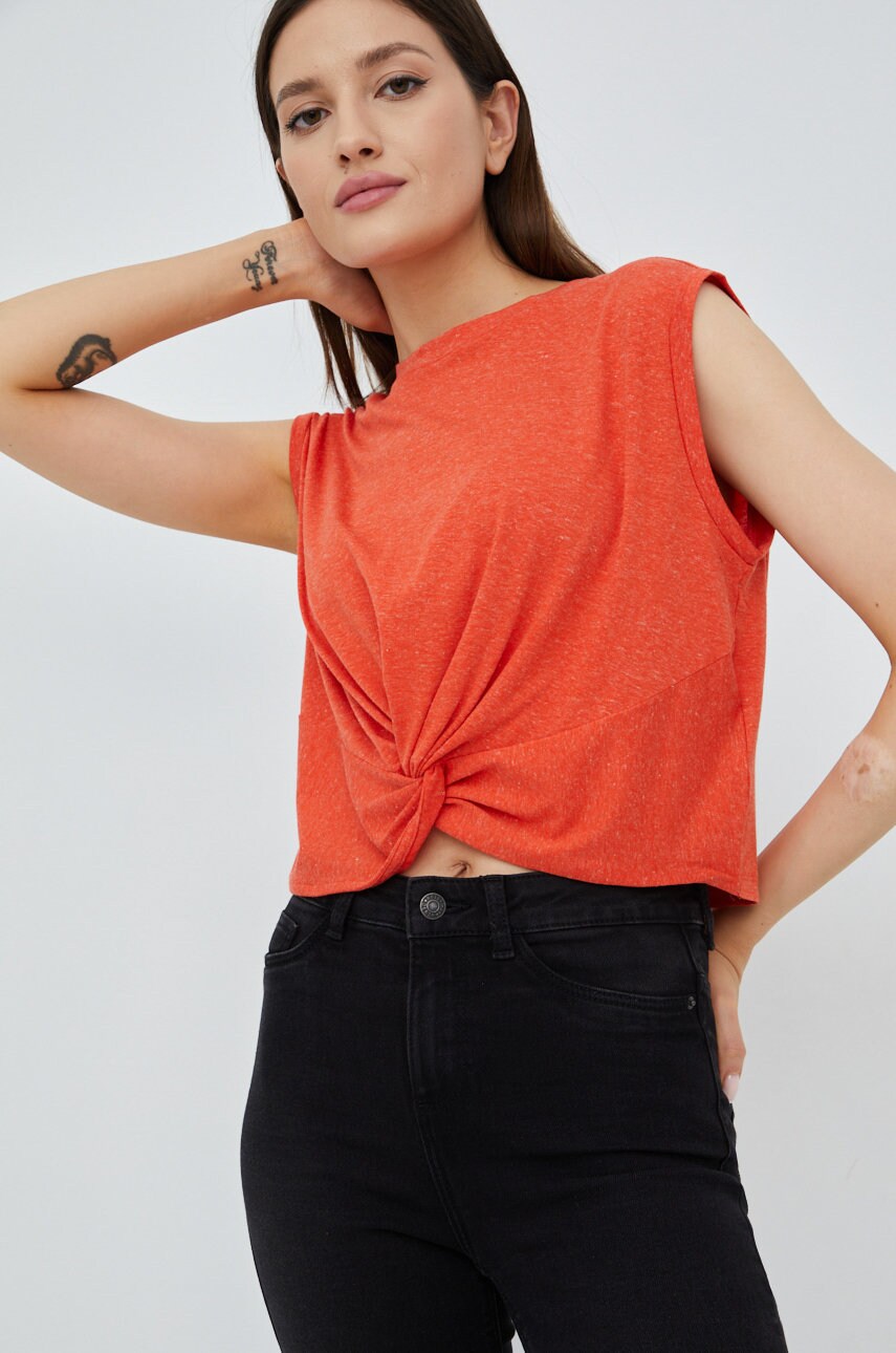 

Топ с примесью льна Vero Moda цвет оранжевый