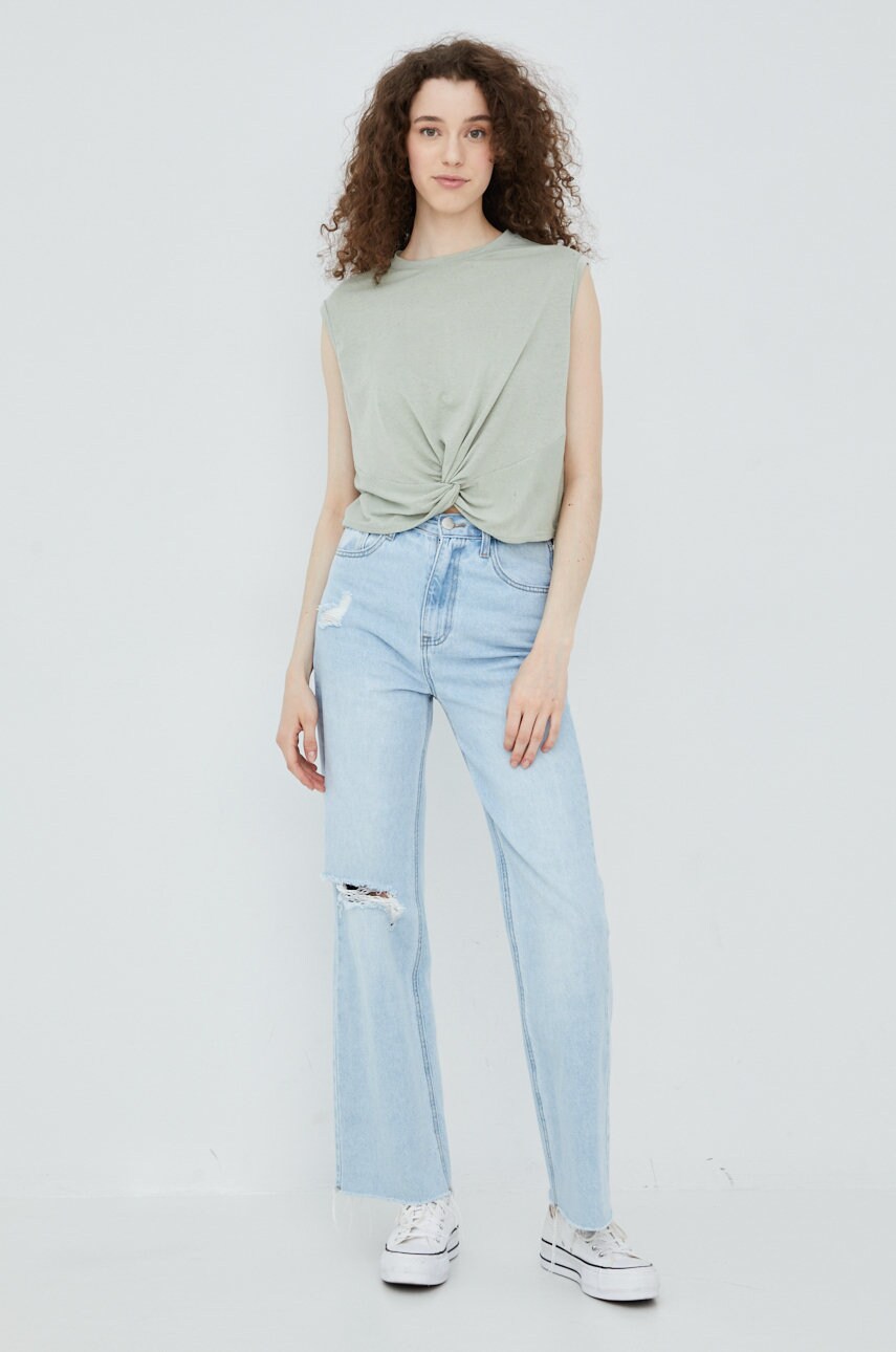 

Топ с примесью льна Vero Moda цвет зелёный