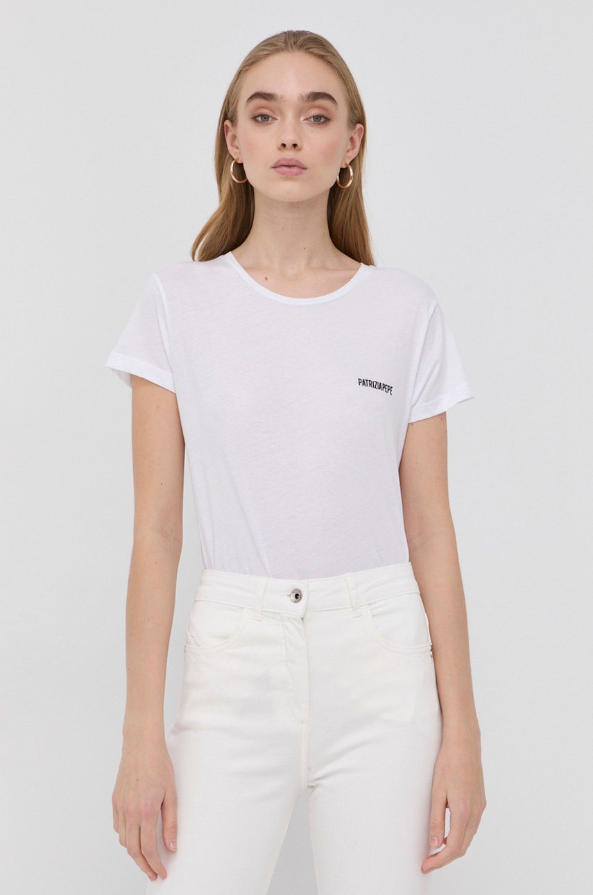 

Памучна тениска Patrizia Pepe в бяло, Бял