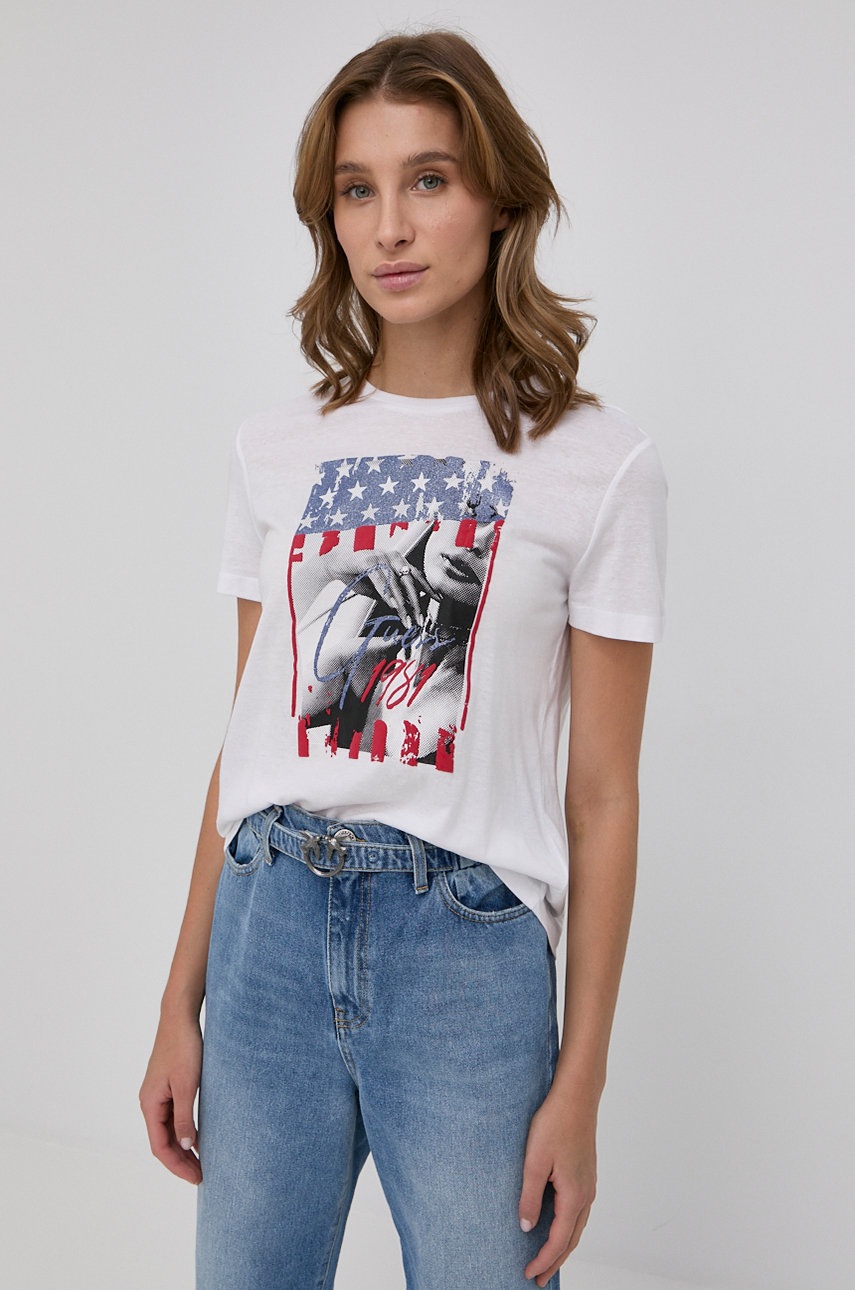 

Тениска Guess дамски в бяло, Бял