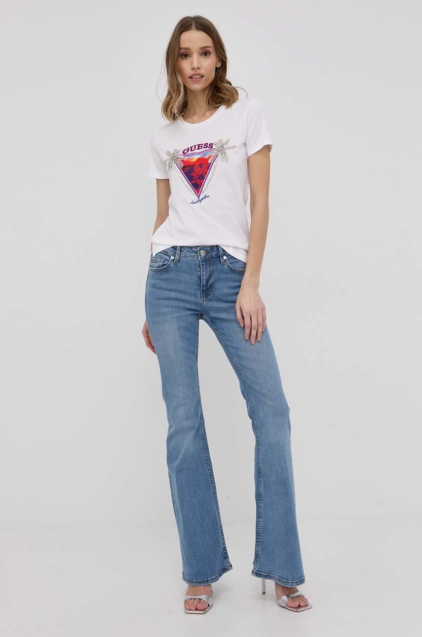 

Бавовняна футболка Guess колір білий