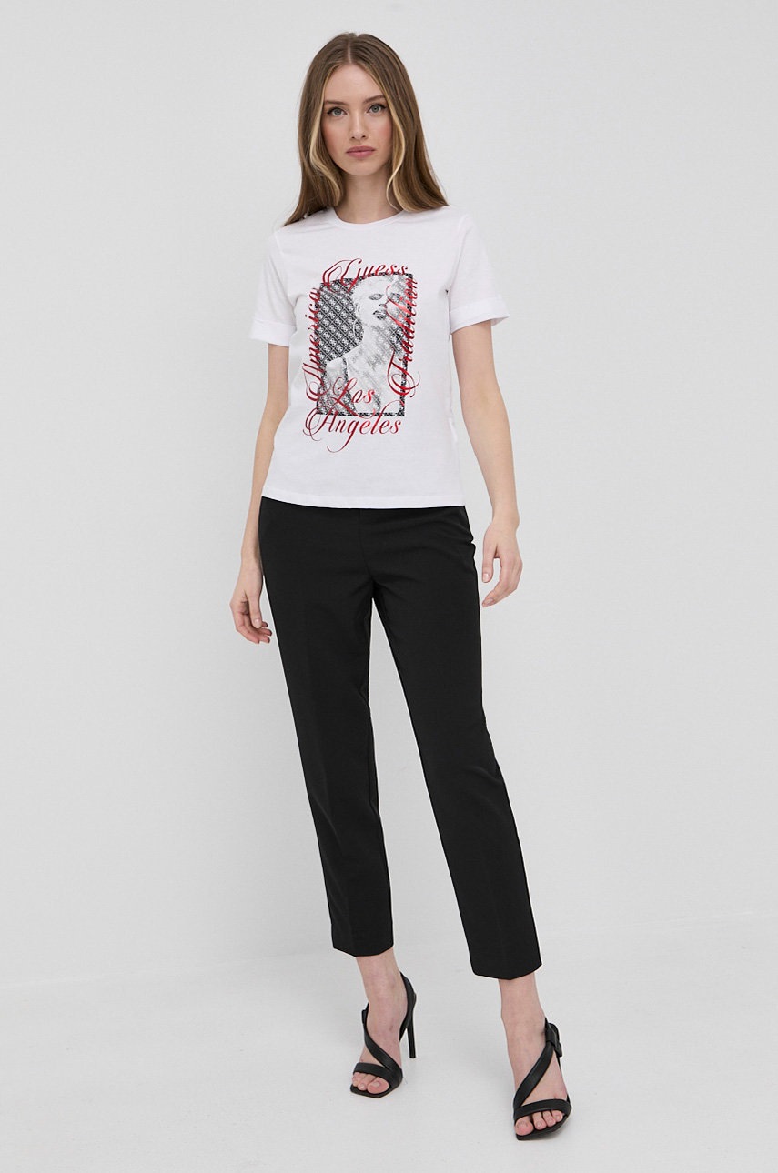 

Бавовняна футболка Guess колір білий