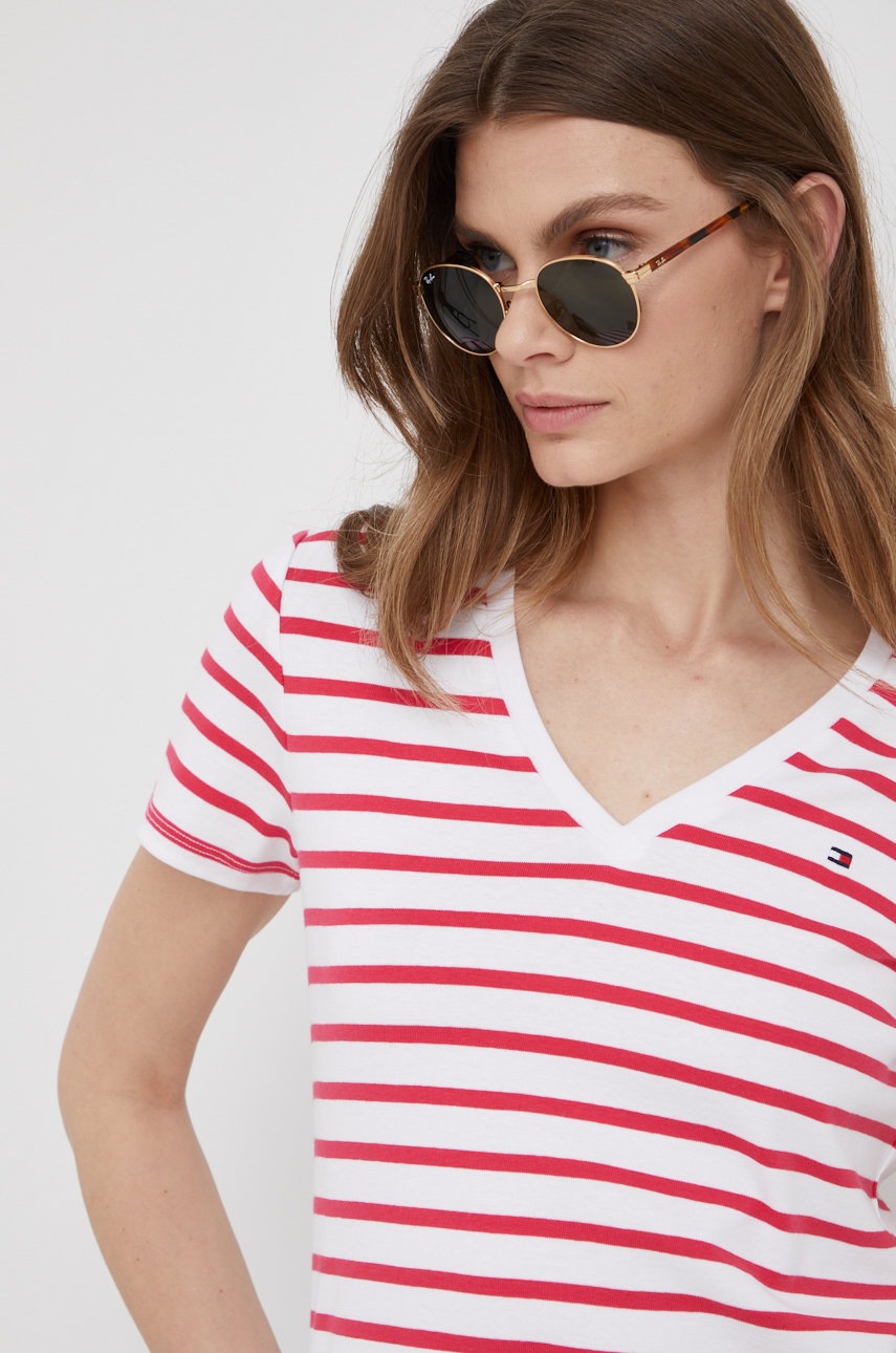 

Памучна тениска Tommy Hilfiger, Розов