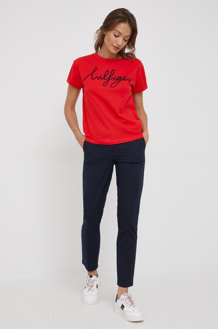 

Хлопковая футболка Tommy Hilfiger цвет красный