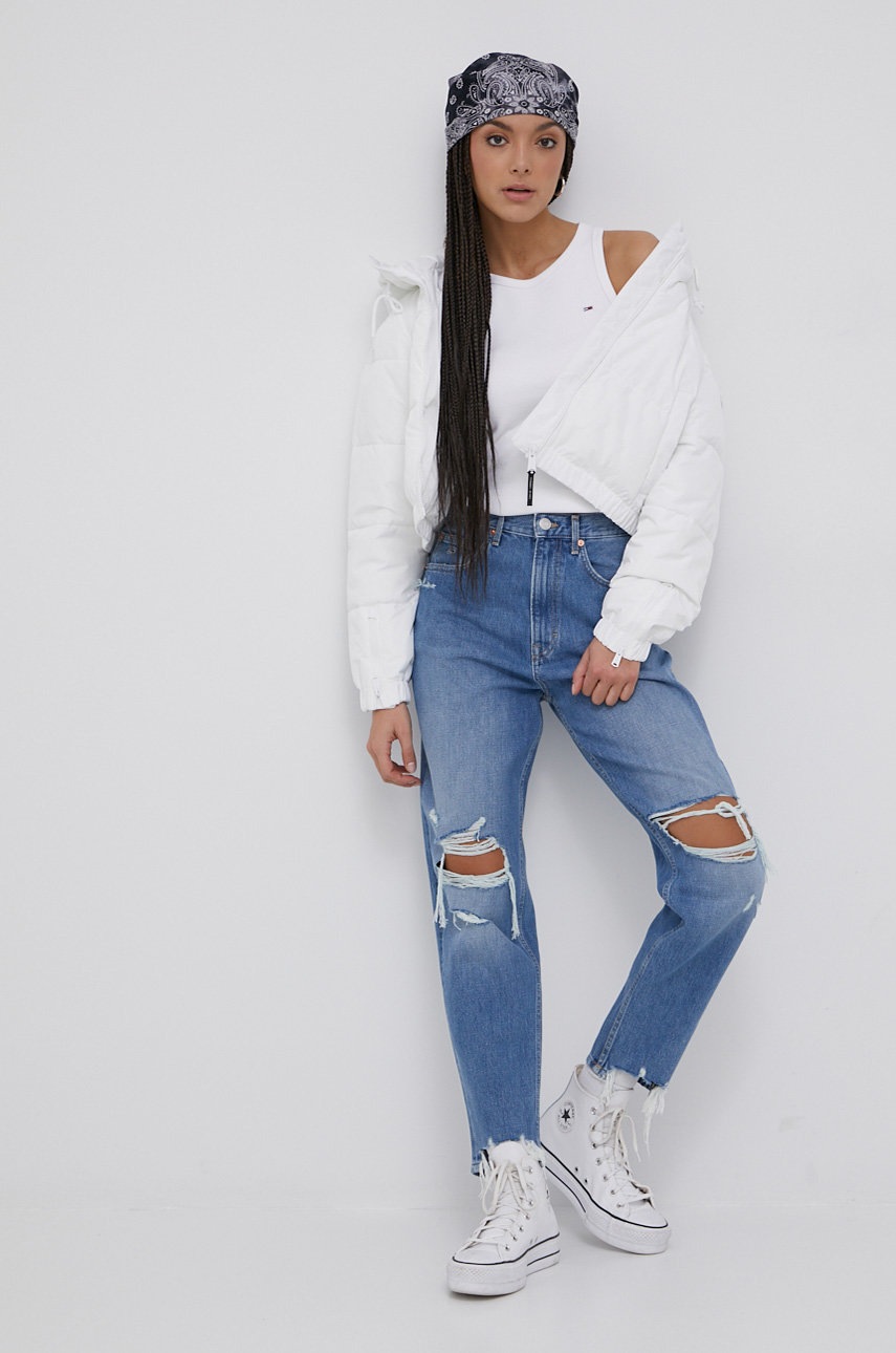 

Топ Tommy Jeans женский цвет белый
