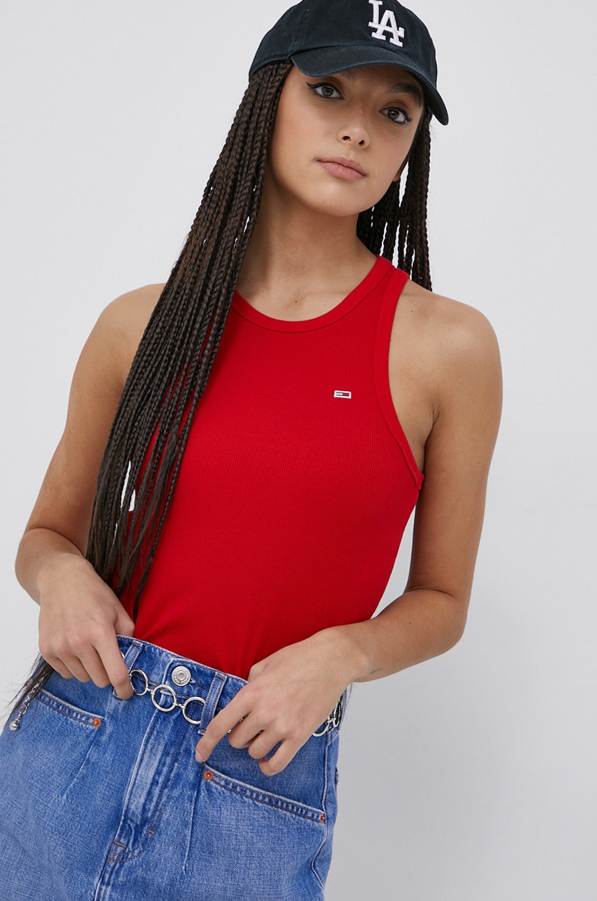 

Топ Tommy Jeans дамски в червено, Червен