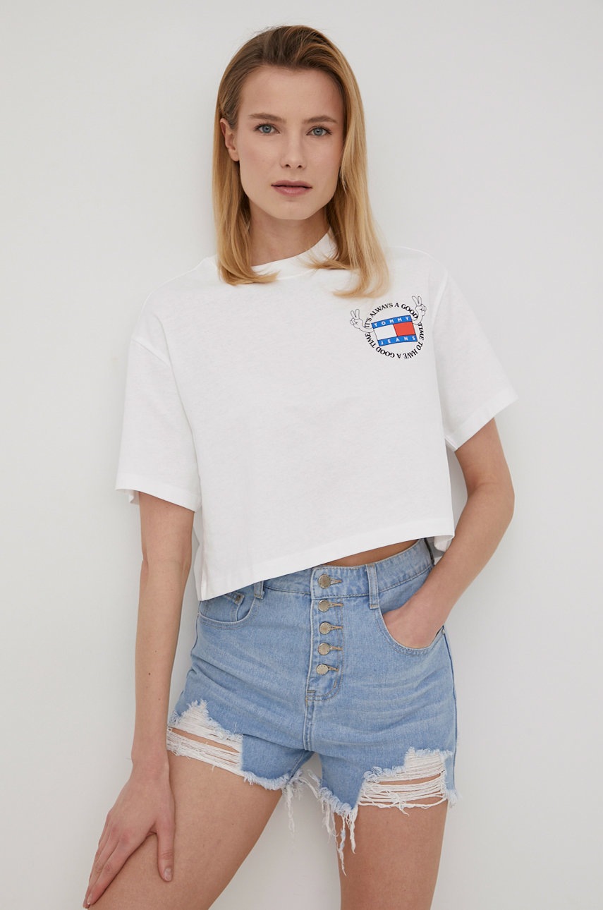 

Бавовняна футболка Tommy Jeans колір білий