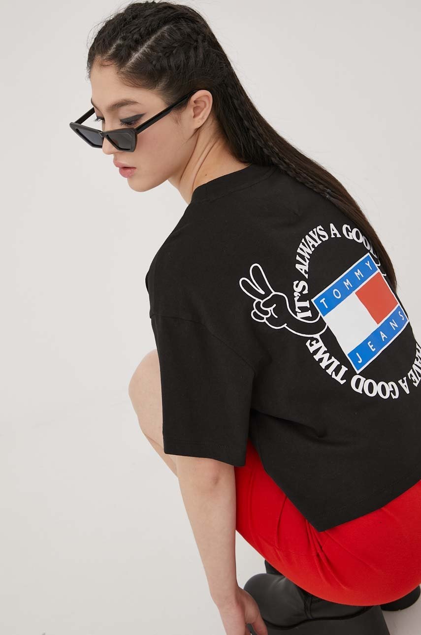 

Хлопковая футболка Tommy Jeans цвет чёрный
