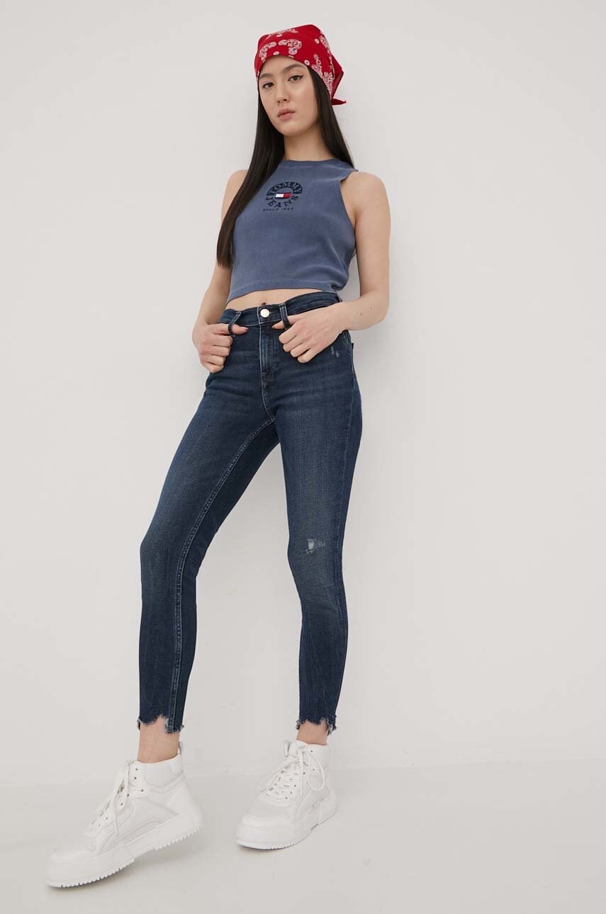 

Топ Tommy Jeans жіночий колір синій