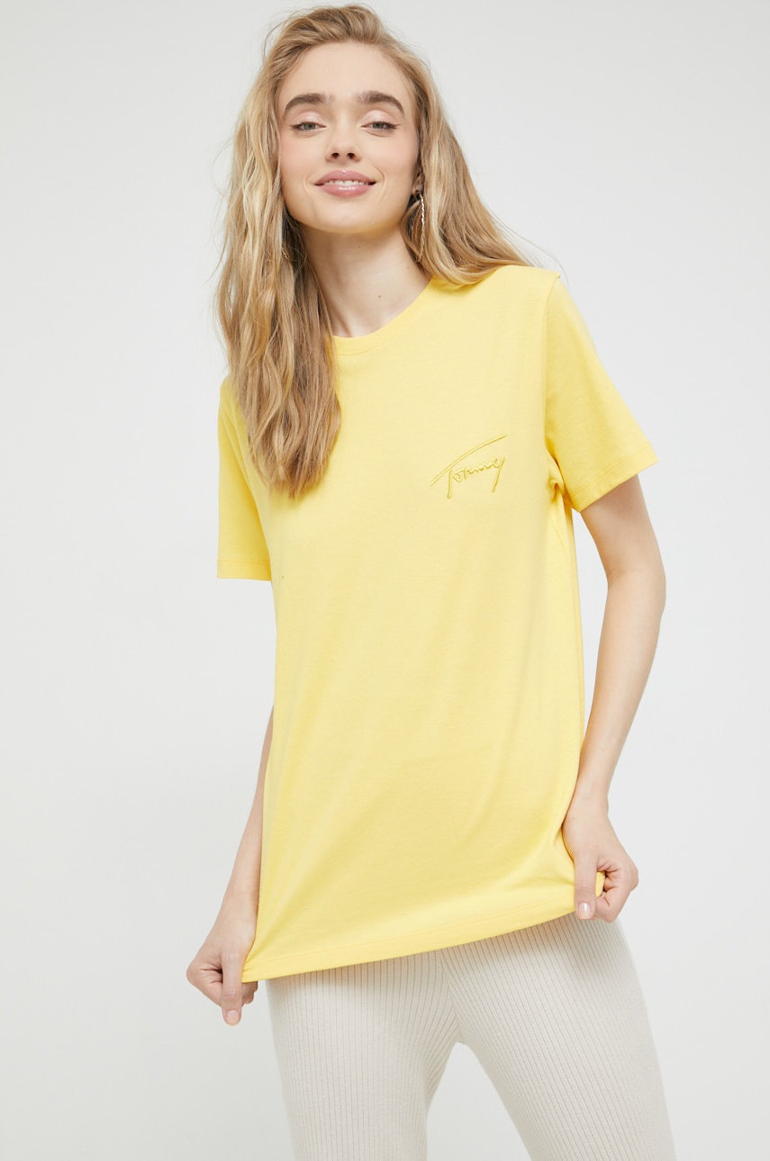 

Памучна тениска Tommy Jeans в жълто, Жълт