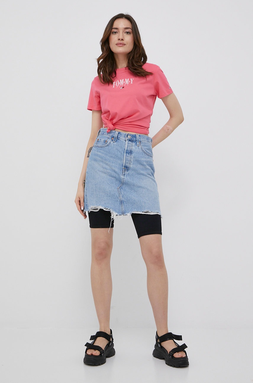 

Бавовняна футболка Tommy Jeans колір рожевий