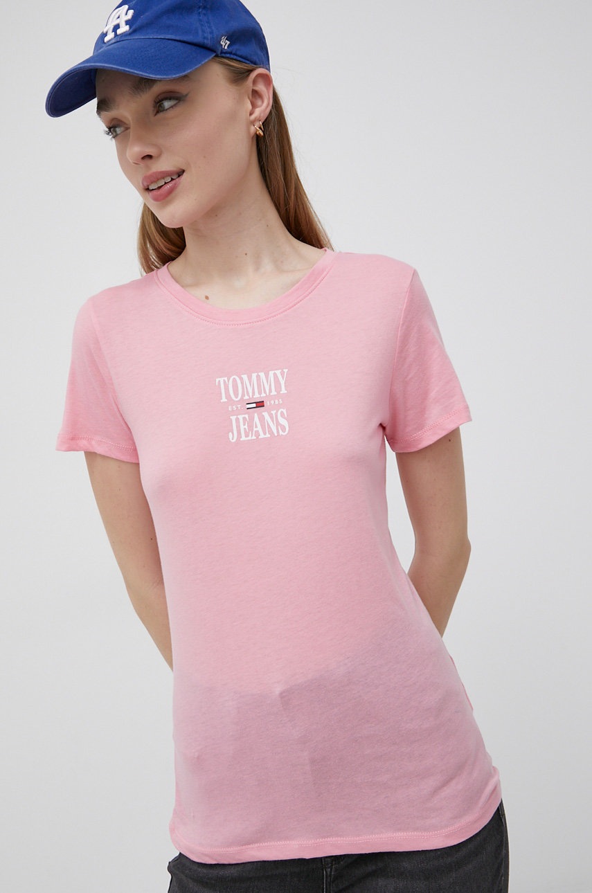 

Футболка Tommy Jeans женский цвет розовый