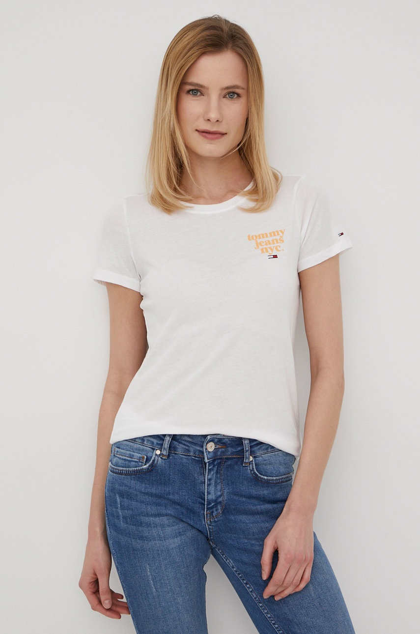 

Тениска Tommy Jeans дамски в бяло, Бял