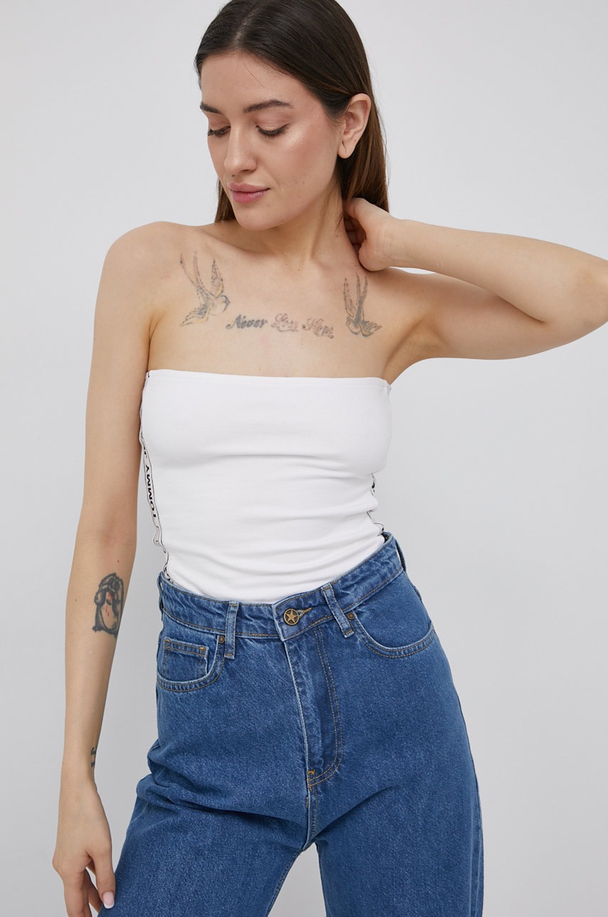 

Топ Tommy Jeans дамски в бяло, Бял