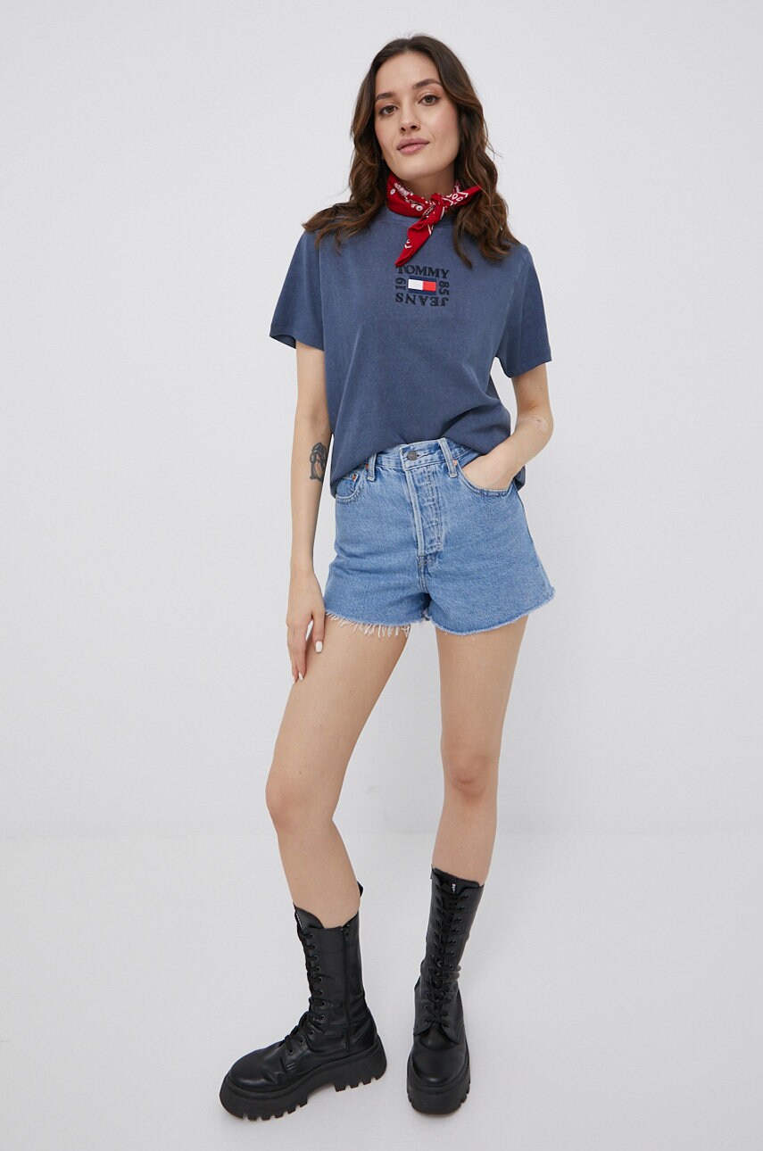 

Бавовняна футболка Tommy Jeans колір синій