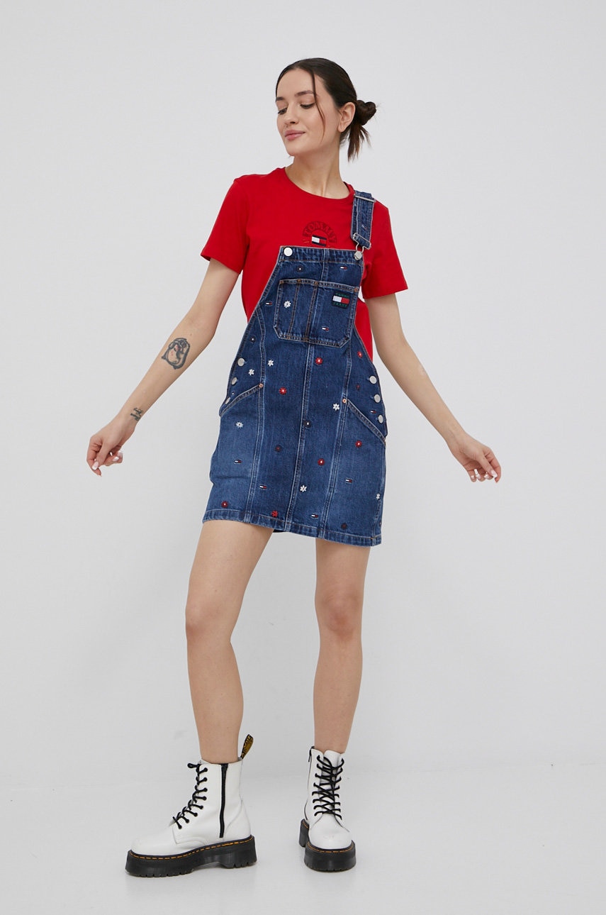

Хлопковая футболка Tommy Jeans цвет красный