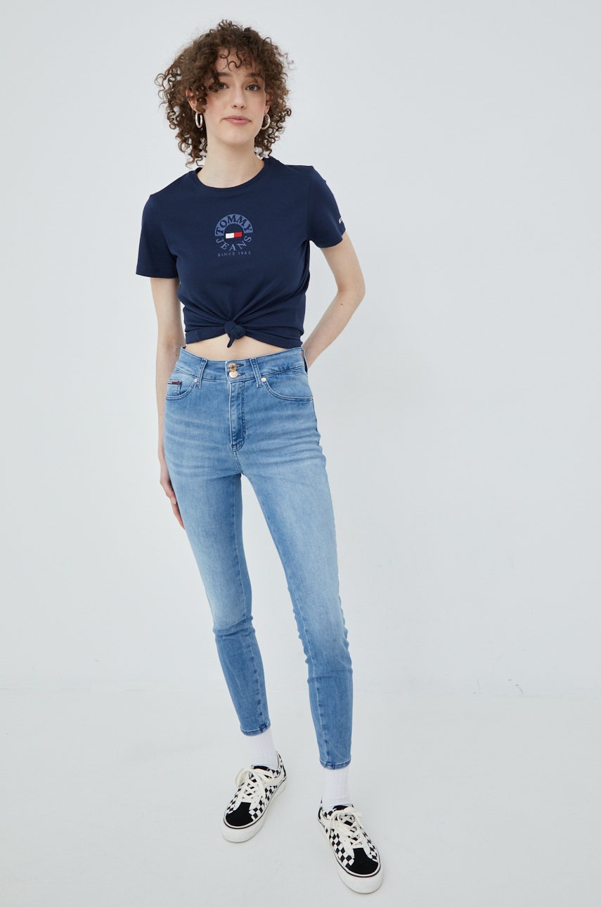 

Хлопковая футболка Tommy Jeans цвет синий