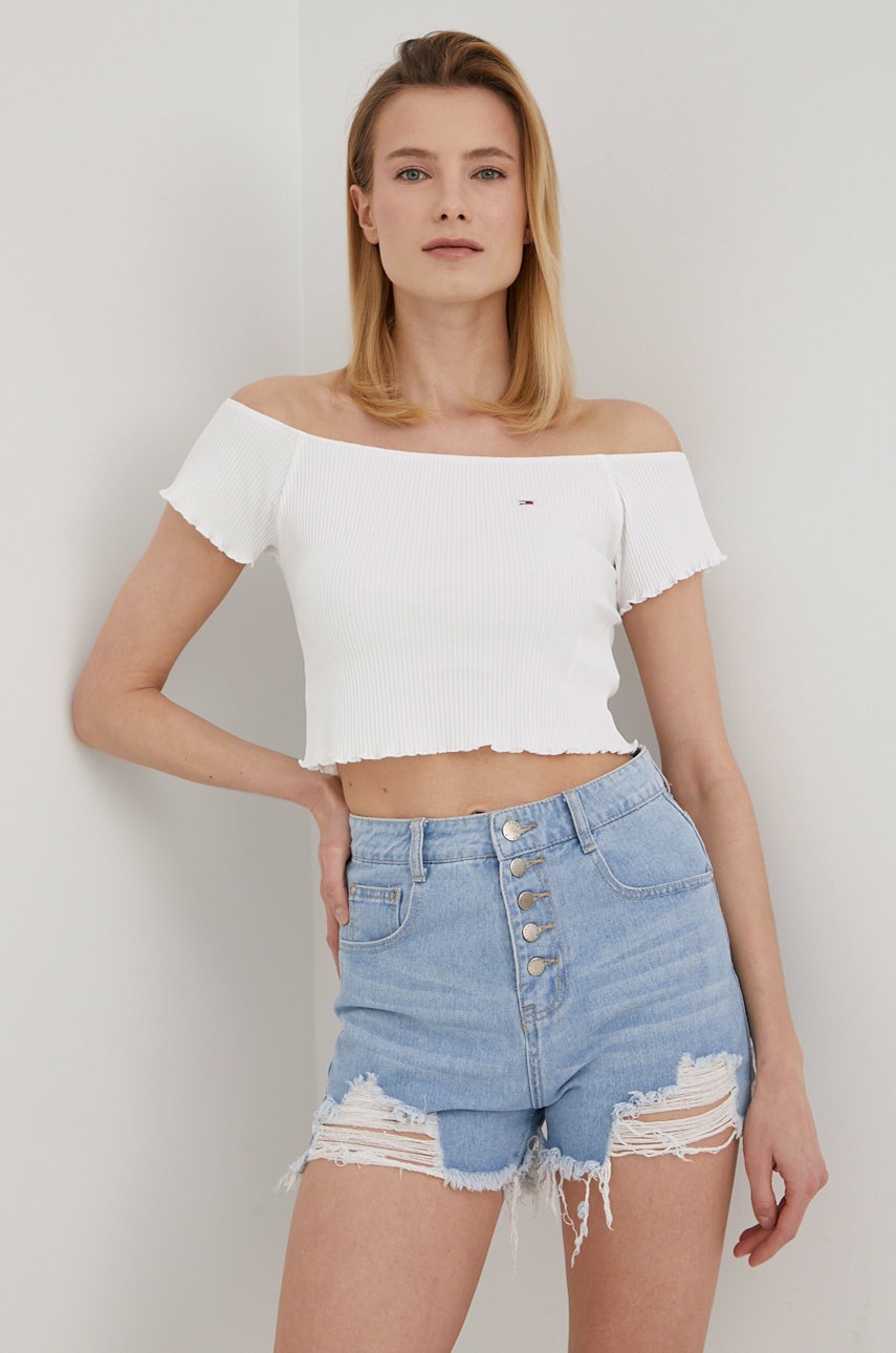 

Тениска Tommy Jeans дамски в бяло, Бял