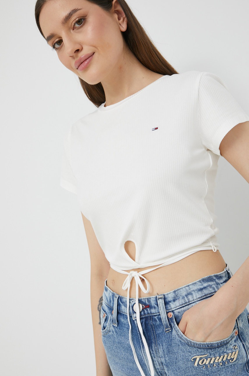 

Тениска Tommy Jeans в бяло, Бял