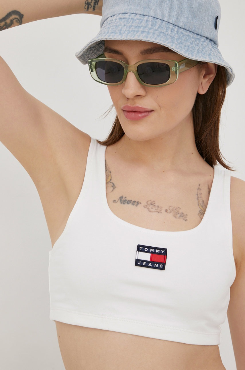 

Топ Tommy Jeans дамски в бяло, Бял