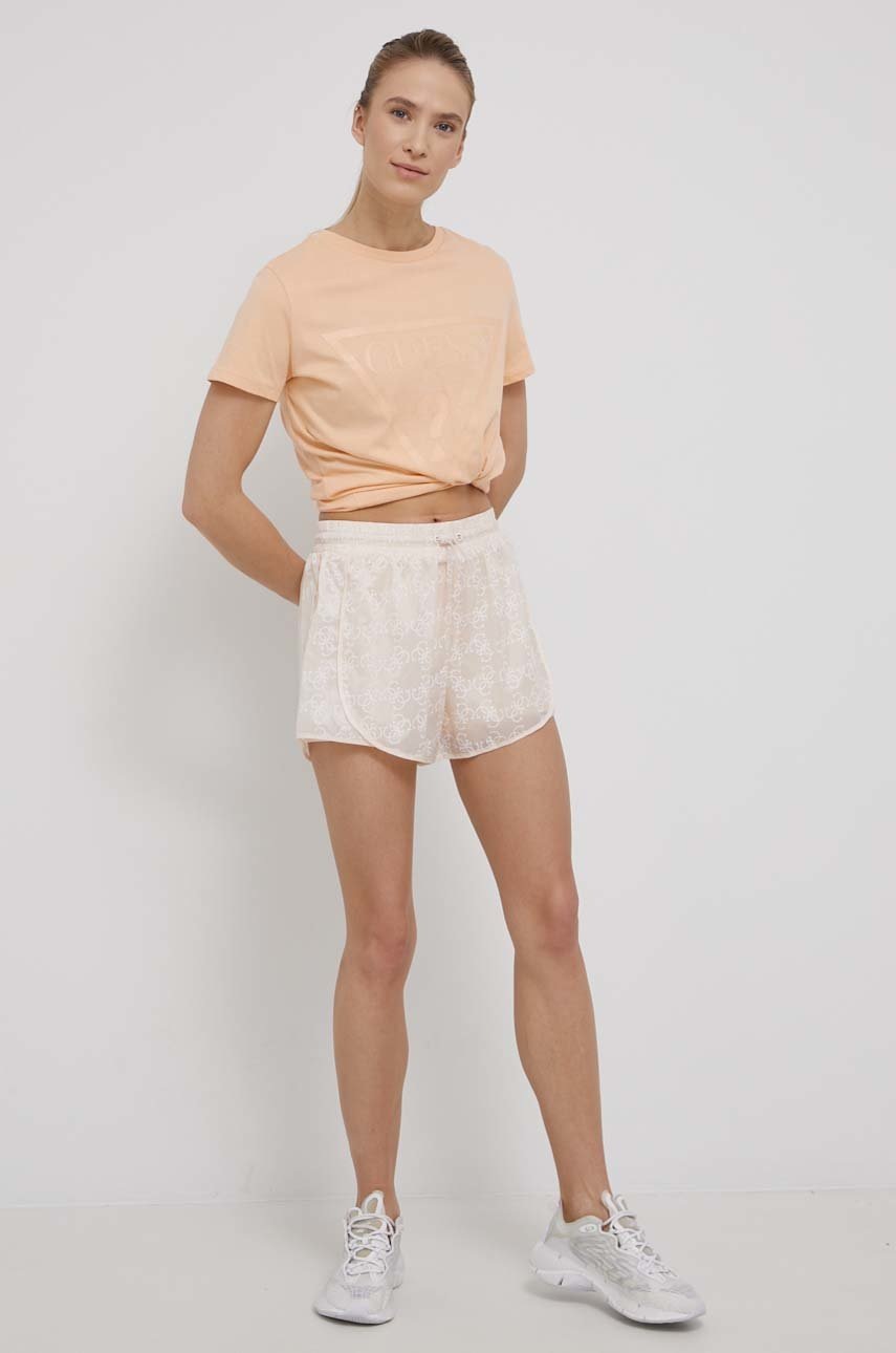 

Памучна тениска Guess в оранжево, Оранжев