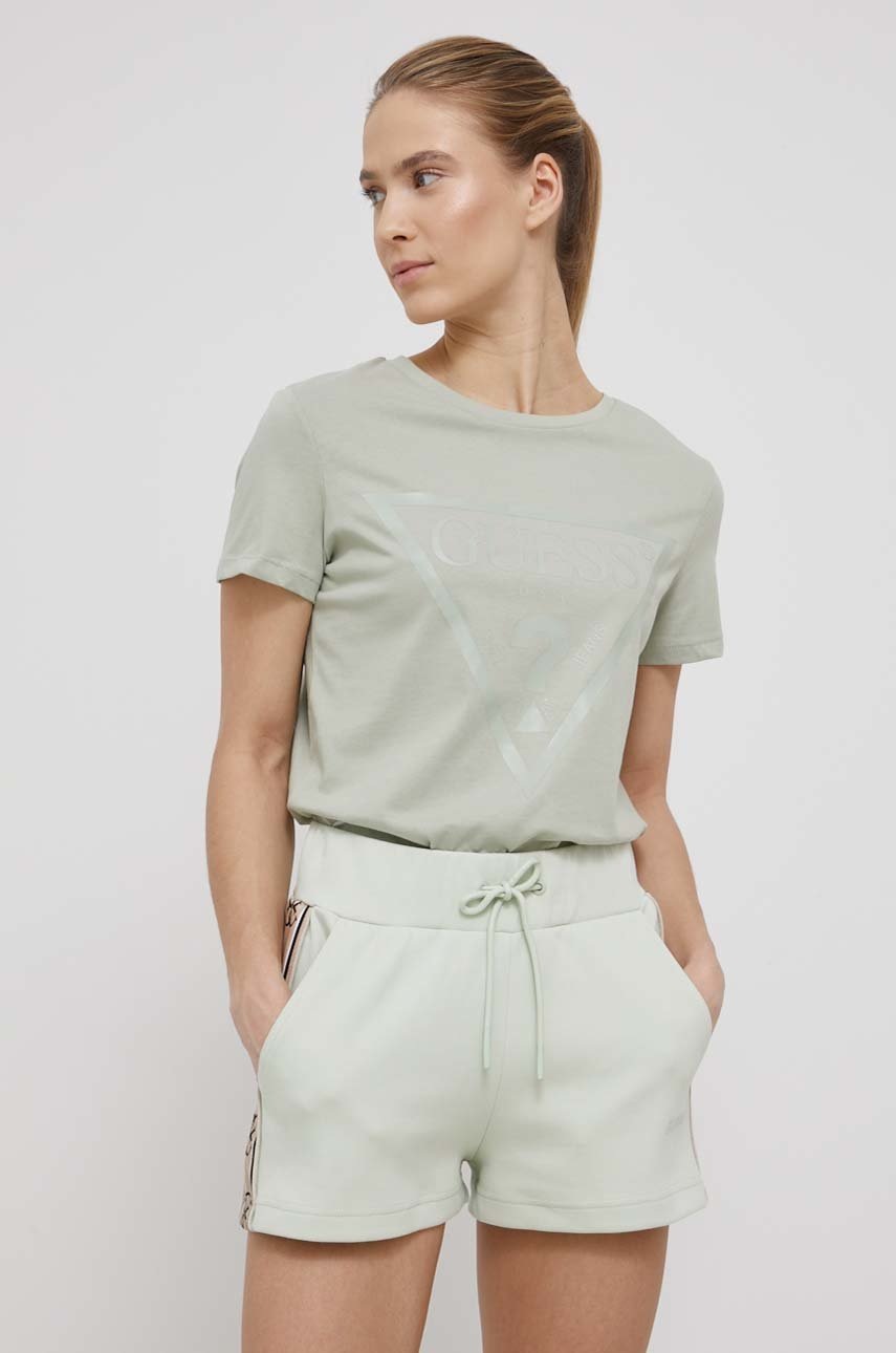 

Памучна тениска Guess в зелено, Зелен