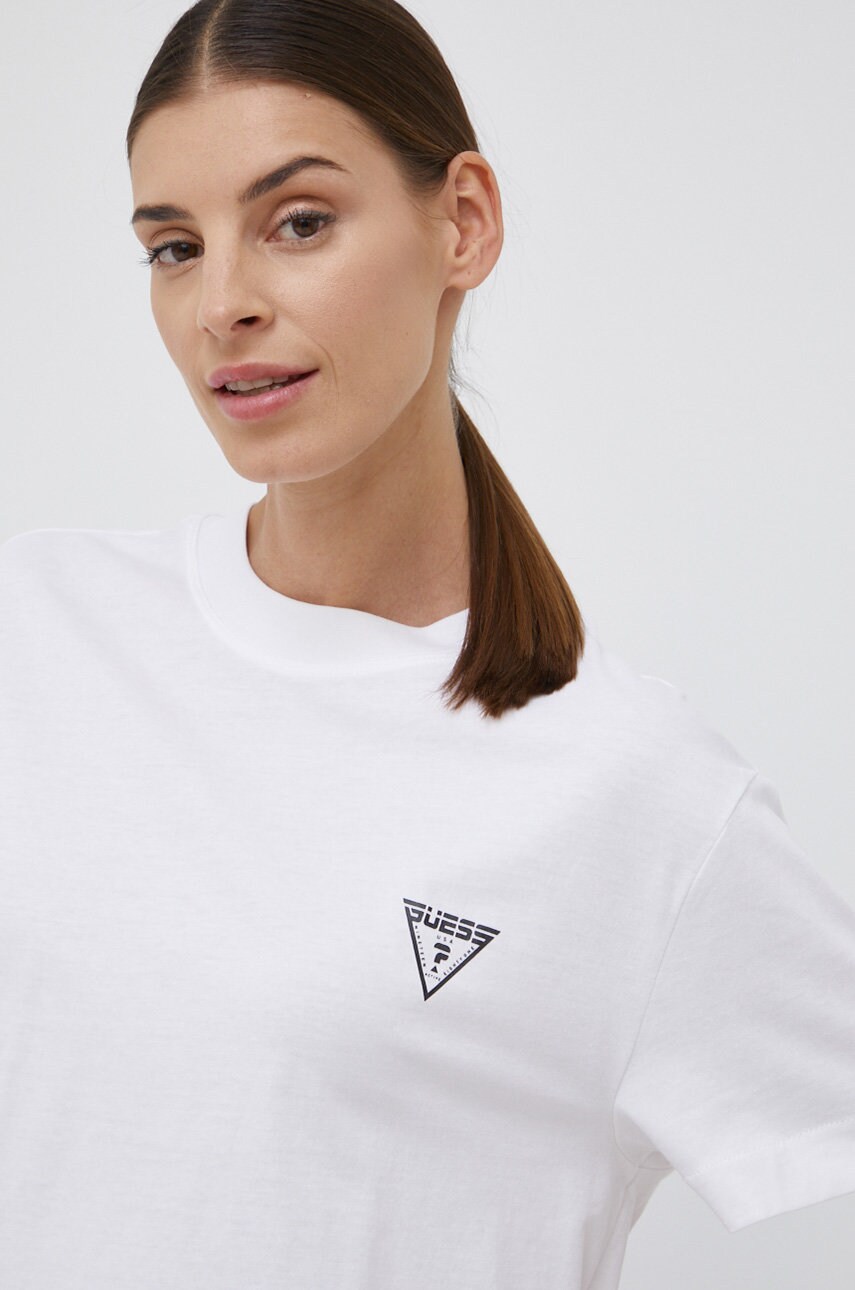 

Хлопковая футболка Guess цвет белый