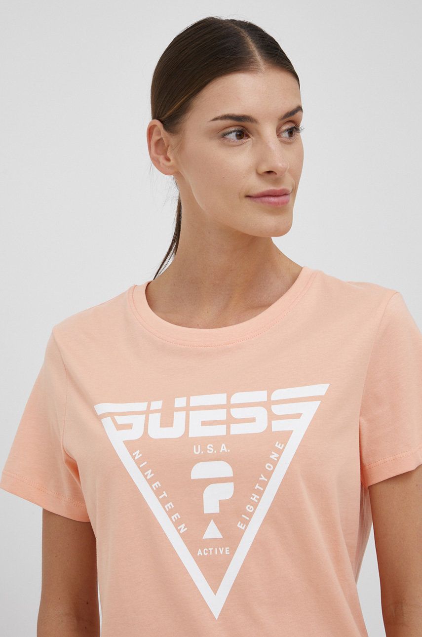 

Бавовняна футболка Guess колір помаранчевий